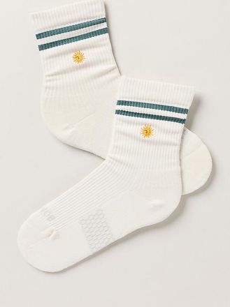 Bombas Icon Double-Stripe Quarter Crew Socks