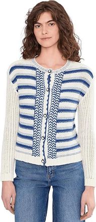 Nic+Zoe Painted Porcelain Cardigan Womens Sweater Blue : LG, Rayon/Cotton