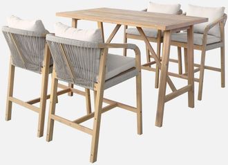 Sweeek Mesa Alta De Jard&iacute;n De Madera De Acacia Con 4 Sillones