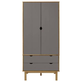Berkfield Home Wardrobe OTTA Brown & Grey 76.5x53x172 cm Solid Wood Pine