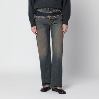 Maison Margiela Blue distressed straight-leg jeans in cotton