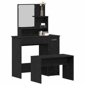 Berkfield Home Stunning Dressing Table Set Black Oak Engineered Wood