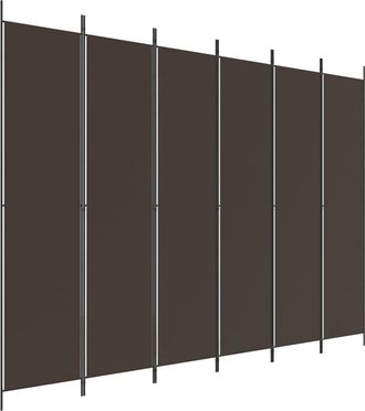vidaXL Biombo Divisor De 6 Paneles De Tela Marr&oacute;n 300x220 Cm Vidaxl