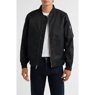 Schott NYC MA-1 Satin Flight Jacket in Black at Nordstrom Rack, Size Small