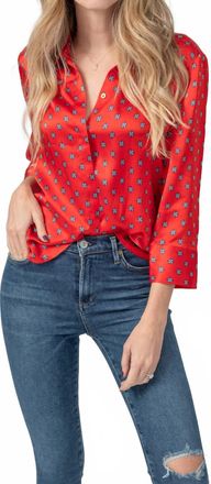 L'agence Silk Jil Blouse In Royal Red Multi Maestro