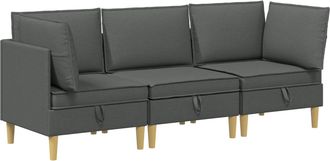 vidaXL Juego De Sof&aacute; Modular Con Almacenamiento 3 Uds. Gris Oscuro Vidaxl
