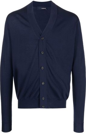 Lardini button-up knitted cardigan - men - Wool - 50 - Blue