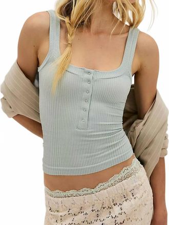 Free People Clean Slate Henley Tank Top In Poplar Fog