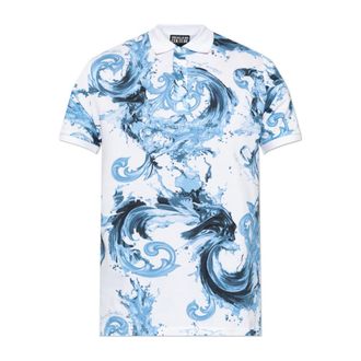 Versace Jeans Couture Polo Shirts, male, Blue, Size: 2XL Printed Cotton-Piqu&eacute; Polo