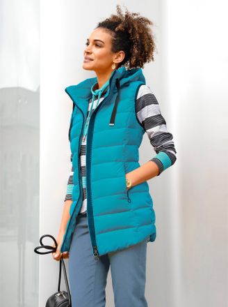Casual Looks Steppweste CASUAL LOOKS, Damen, Gr. 36, bunt (aquapetrol), 100% Polyester, unifarben, Westen Steppweste