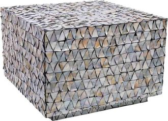 Wanderlust Deco Wanderlust Deco - Mesa De Centro De Madera Y Madreperla Gris 65x65x45h Cm
