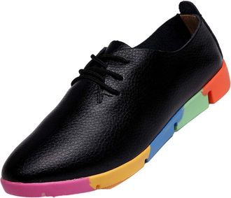 Generic Womens Leather Casual Shoes Womens Shoes Womens Flat Comfortable Casual Shoes Womens Shoes Red Womens Heel, black, 5 UK