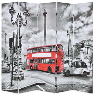Berkfield Home Folding Room Divider 200x170 cm London Bus Black & White