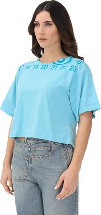 Maison Margiela T-shirt met korte mouwen - Dames - T-shirts - Blauw - XS - Leer - Tops