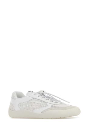 Prada Womens White Leather And Mesh Speedrock Sneakers Bianco