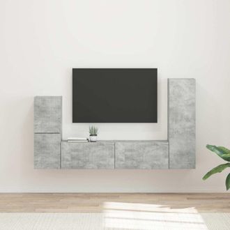 vidaXL Conjunto De Mueble De Tv 4 Pcs Gris Concreto Vidaxl