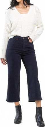 Judy Blue High Waist Tummy Control Wide Leg Crop Jeans In Garment Dyed Navy