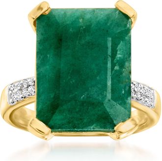 Ross-Simons Emerald and. White Topaz Ring in 14kt Gold Over Sterling
