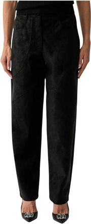 Liu Jo Wijde broek - Dames - Broeken - Zwart - S - Leer - Broeken