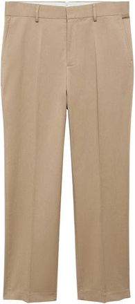Mango Regular Fit Straight Leg Tencel & Cotton Pants in Medium Brown at Nordstrom, Size 32