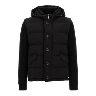 Moorer Zwarte Dons-Quilted Bomberjas - Heren - Bomber jackets - Zwart - L - Wol - Jassen