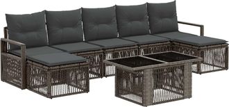 vidaXL Conjunto De Sof&aacute;s De Jard&iacute;n 8 Uds. Gris Y Gris Oscuro Vidaxl