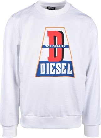 Diesel Sweatshirts, male, White, Size: 2XL Cotton Blend Stylish Knit Top