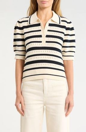 Habitual Stripe Polo Sweater in Salute And Ivory Stripe at Nordstrom Rack, Size X-Large
