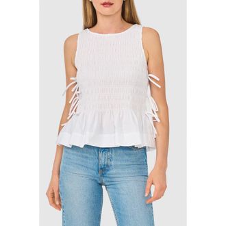 CeCe by Cynthia Steffe Woven Puckered Tank in Ultra White at Nordstrom Rack, Size X-Large