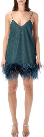 Os&eacute;ree Blue V-Neck Mini Dress