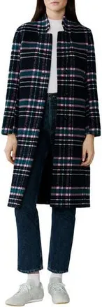 Soia & Kyo Diane Plaid Single Breasted Coat in Indigo Multi at Nordstrom Rack, Size Xx-Small