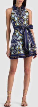 Alice & Olivia Lucy Print Mini Shirtdress in Antique Scroll at Nordstrom, Size 14