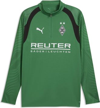Puma Maglia da training aderente Borussia M&ouml;nchengladbach con zip corta da uomo, Accessori, Verde, XXL