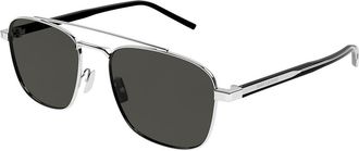 Saint Laurent SL 665 Asian Fit 002 Mens Sunglasses Silver Size 56 - Free RX Lenses - Free RX Lenses