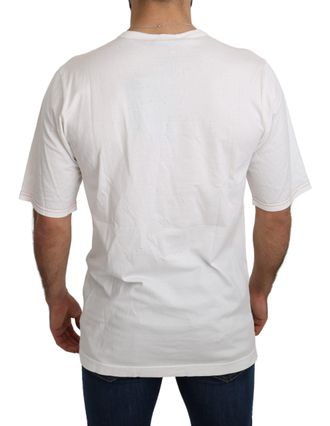 Dolce & Gabbana Mens White Leopard Royal Top T-Shirt Cotton