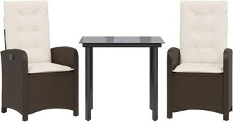 vidaXL Vidaxl - Set comedor de jardín 3 piezas y cojines ratán sintético marrón