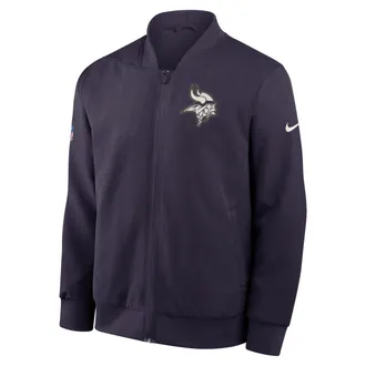 Nike Minnesota Vikings Rivalries Collection Sideline Nike Mens NFL Full-Zip Bomber Jacket in Purple | 03AU56W9M-152