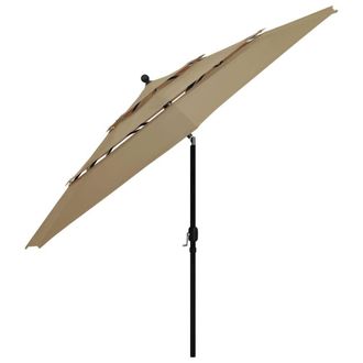 Berkfield Home Harmful 3-Tier Parasol with Aluminium Pole Taupe 3.5 m in Beige