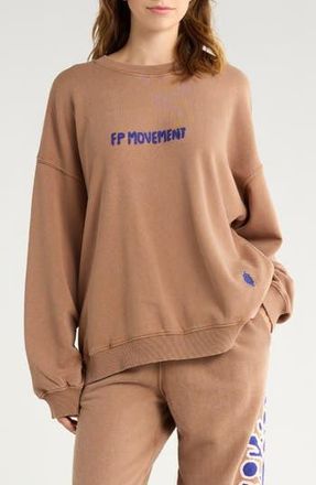 Free People FP Movement All Star Embroidered Logo Cotton Blend Sweatshirt in Twig Combo at Nordstrom Rack, Size Small