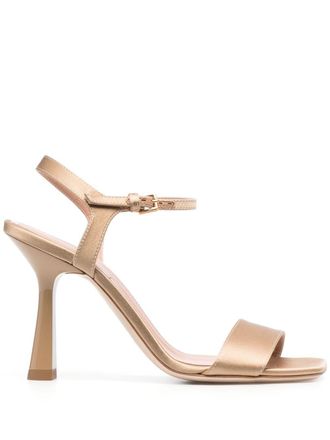 Alberta Ferretti 90mm ankle-strap sandals - women - Silk/Viscose/Calf Leather/Calf Leather/Fabric - 39.5 - Neutrals