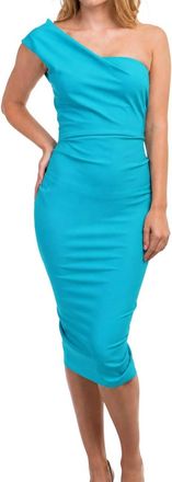 Nicole Bakti One Shoulder Midi Dress In Turquiose