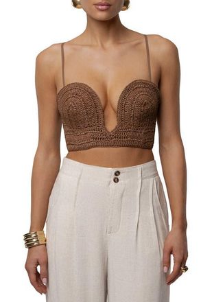 JLUXLABEL Sail Away Texture Bustier in Brown at Nordstrom, Size X-Large