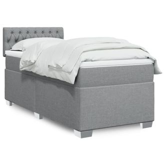 vidaXL Vidaxl - Giroletto A Molle Con Materasso Grigio Chiaro100x200 Cm Tessuto