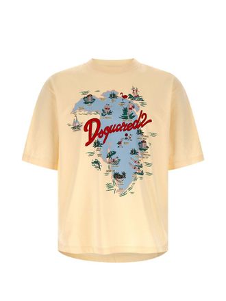 Dsquared2 Short-Sleeve T-Shirt With Map-Inspired Graphic Print