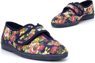 Generic Womens Wide Fit Slippers Womens Cotton Slippers Womens Slippers Womens Wide Slippers Ladies Wide Fit Slippers Touch Fastening (EE Width) 5 UK Navy