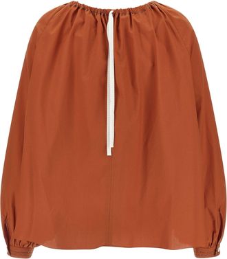 Marni Boat Neck Cotton Poplin Blouse - Bronze
