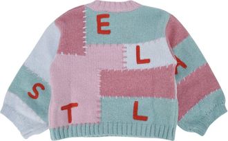 Stella McCartney Boys Colorblock Logo Intarsia Sweater Multicolor Polyester Polyamide Elastane