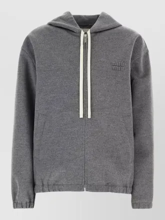 Miu Miu wool blend hooded jacket elasticated finish