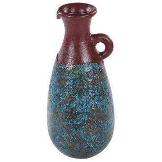 Beliani Jarr&oacute;n De Terracota Azul Marr&oacute;n 40 Cm Hecho Pintado A Mano Vintage Retro Velia
