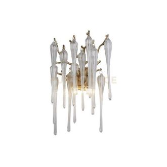 Searchlight Applique Heritage 2Lt, metallo dorato e gocce di vetro trasparente